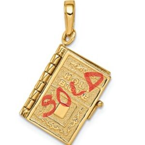 14k Yellow Gold 3D Lord's Prayer Bible Pendant
